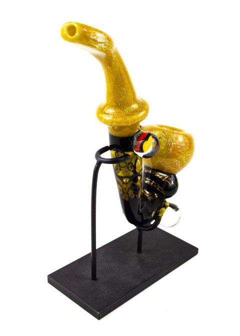 Cap'N Crunk | Black and Gold Sherlock Pipe - Peace Pipe 420