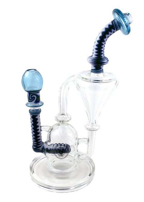 FOGZ | Blue & White Worked Recycler - Peace Pipe 420