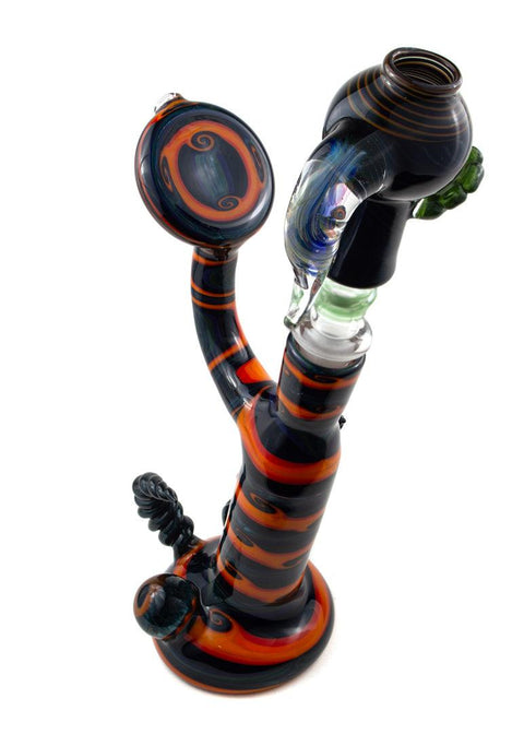 I. F. | Worked Bubbler w/ Swing Arm and Dish Set - Peace Pipe 420