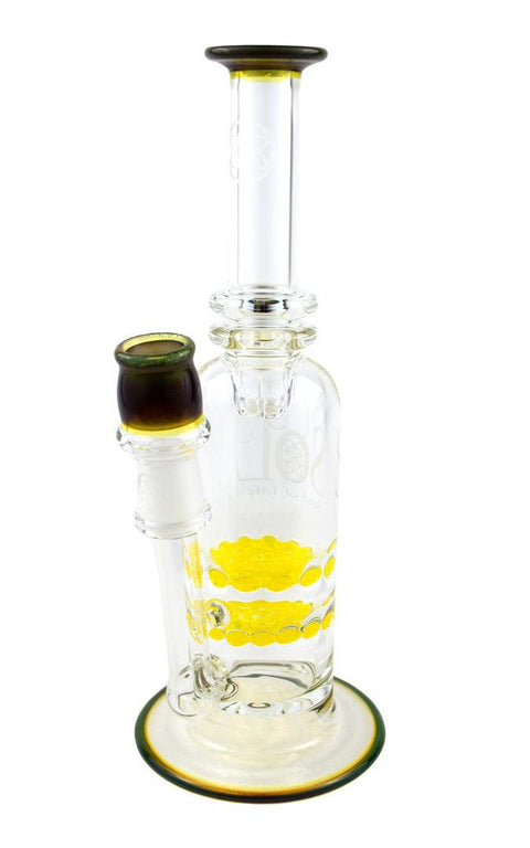 Seed of Life | Worked Mini Rig (Yellow Frit Perc) - Peace Pipe 420