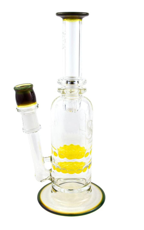 Seed of Life | Worked Mini Rig (Yellow Frit Perc) - Peace Pipe 420