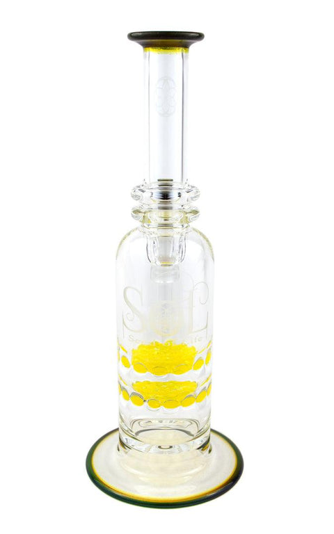 Seed of Life | Worked Mini Rig (Yellow Frit Perc) - Peace Pipe 420