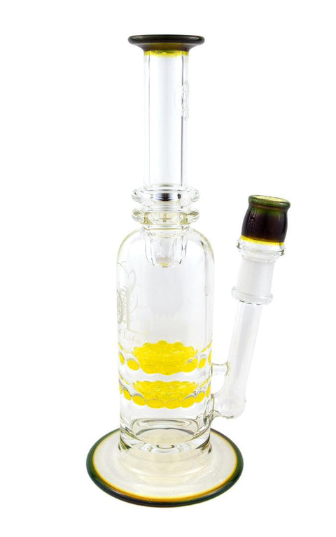 Seed of Life | Worked Mini Rig (Yellow Frit Perc) - Peace Pipe 420