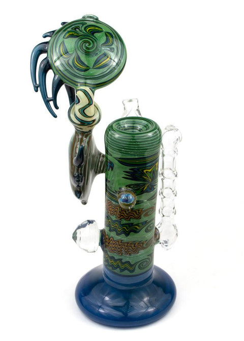 Steve Gelb | Green Wig-Wag Upright Bubbler - Peace Pipe 420