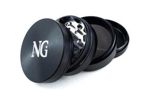 Nice Glass | 4 Piece Grinders - Black - Peace Pipe 420