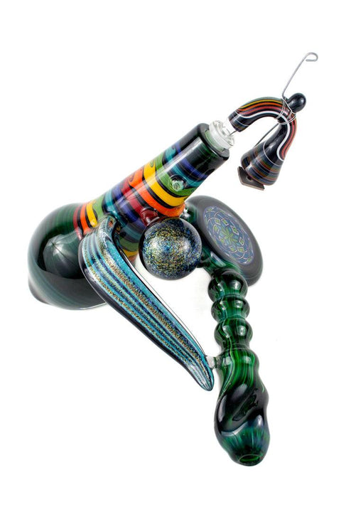 Kevin Murray | Bubbler Pipe - XL w/ Dichro Wing and Marble - Peace Pipe 420