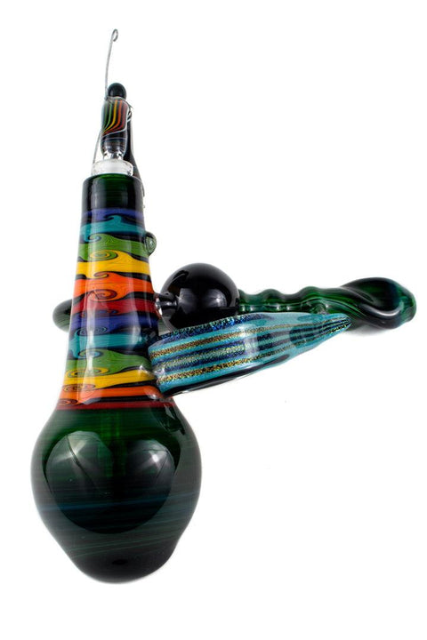 Kevin Murray | Bubbler Pipe - XL w/ Dichro Wing and Marble - Peace Pipe 420