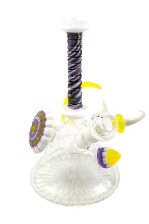 P.A. JAY | White and Purple Mini Beaker Rig - Peace Pipe 420